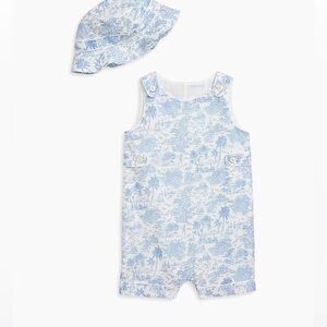 Ralph Lauren Blue and White Baby Romper with Hat new